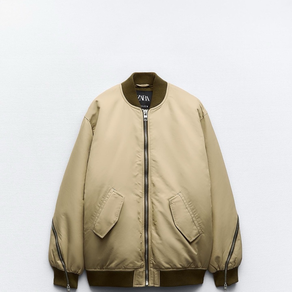 Zara women’s Beige Bomber Jacket